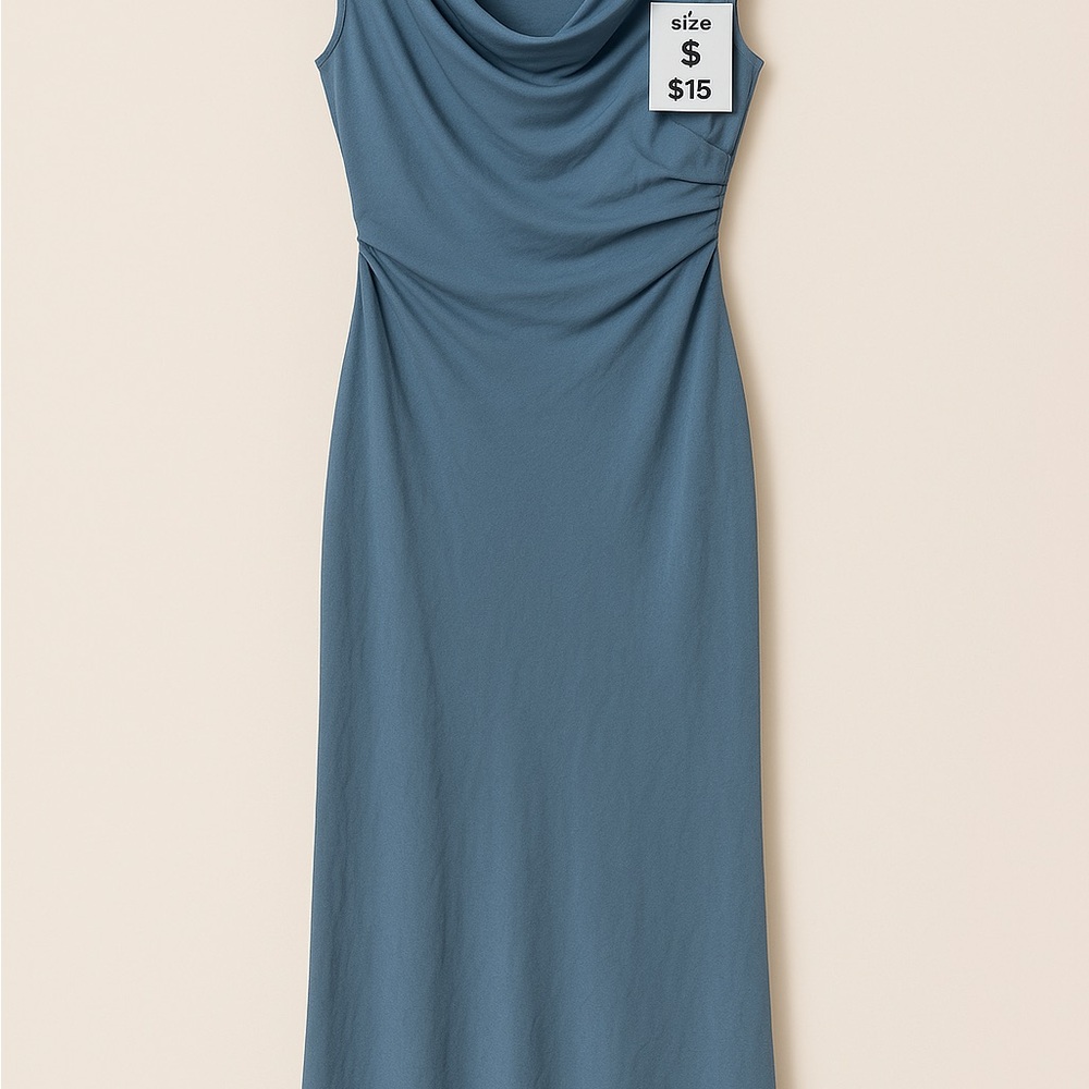 Elegant Blue Sleeveless Dress